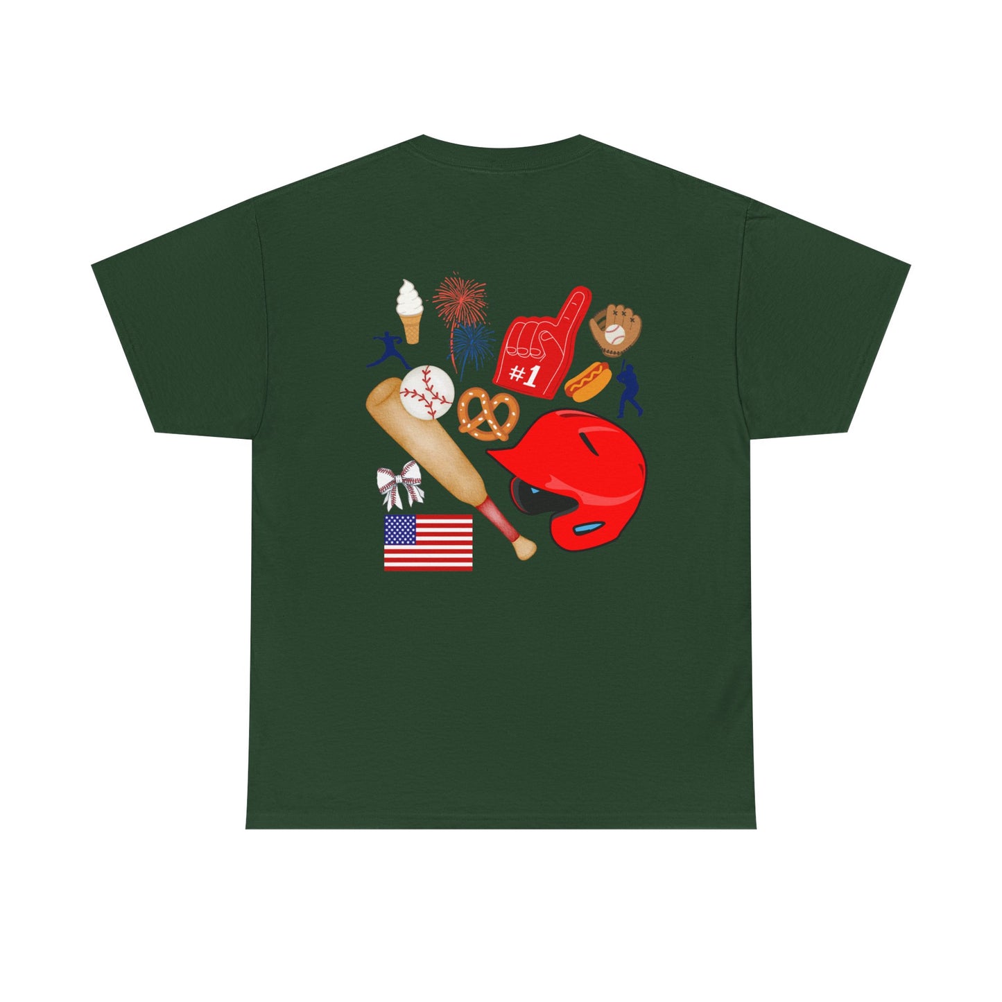 Baseball Heart Patchwork Tee – Patriotic Baseball Gear T‑Shirt