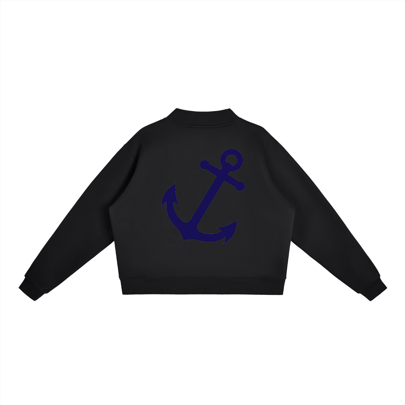 Navy Anchor Essential Fleece Mock-Neck Crew Sweatshirt