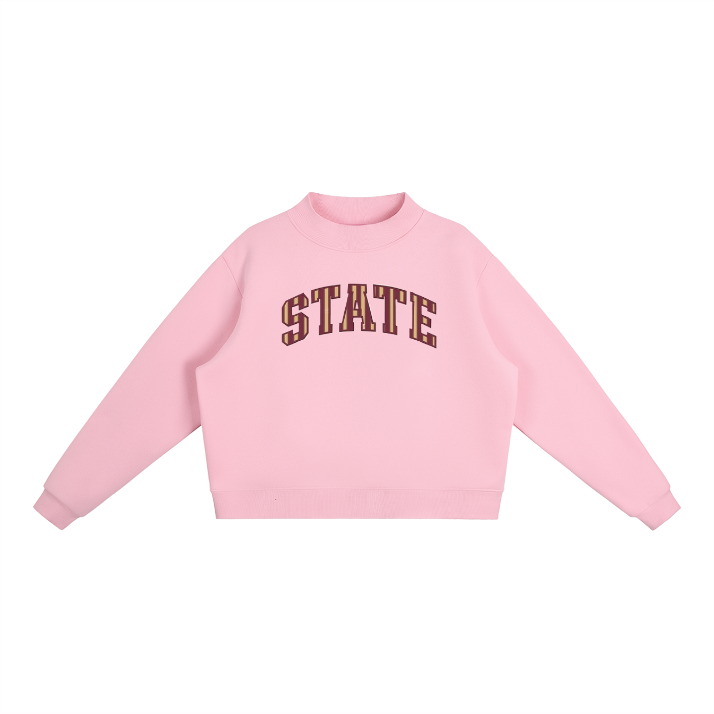 State Striped Print Essential Fleece Mock-Neck Crew Sweatshirt
