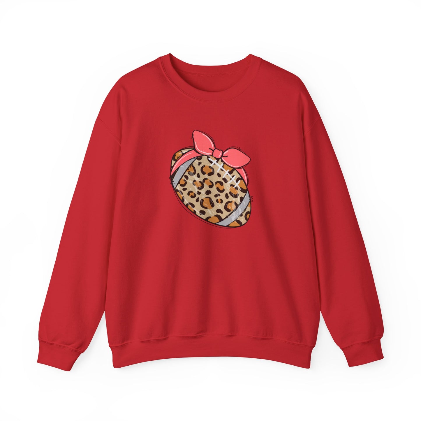 Leopard Print Football Sweatshirt with Pink Bandana — Cute Game Day Crewneck