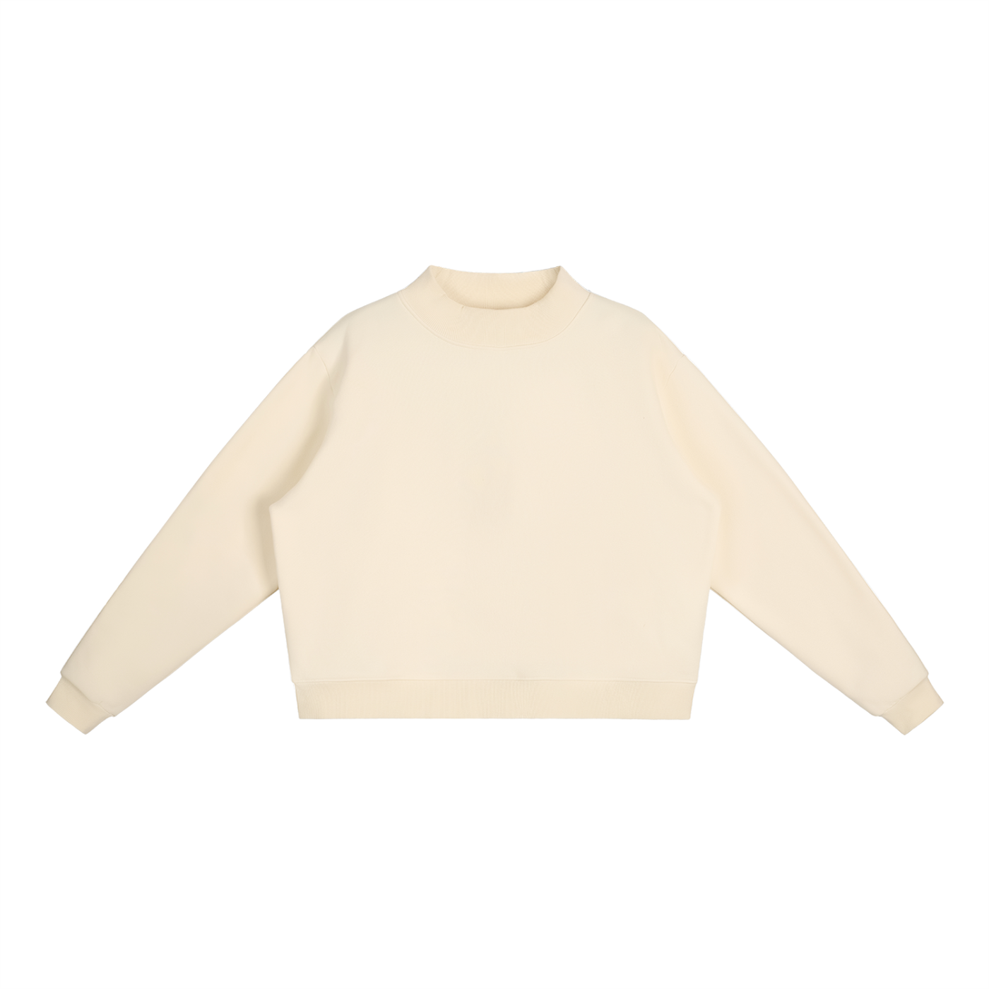 Solid Color Essential Fleece Mock-Neck Crew Sweatshirt