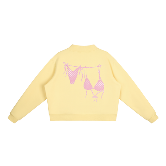 Pink Bikini Logo Essential Fleece Mock-Neck Crew Sweatshirt