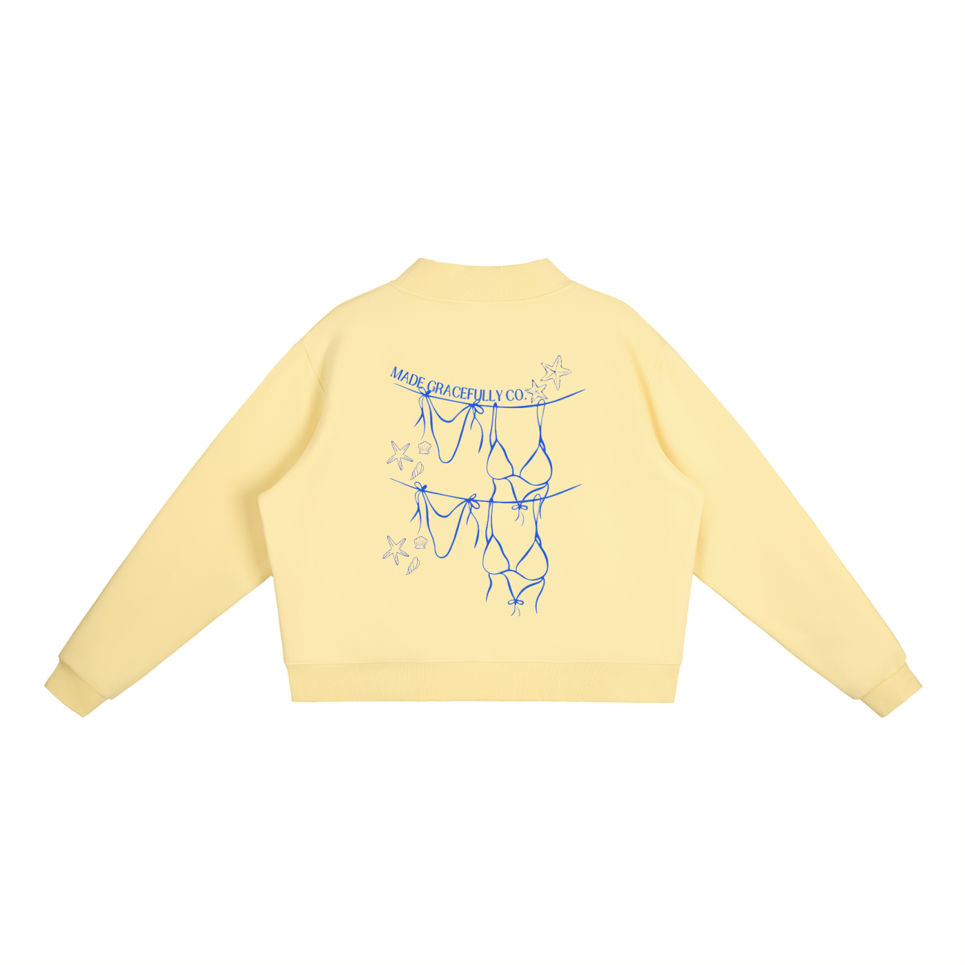 Logo Bikini Fleece Mock-Neck Crew Sweatshirt