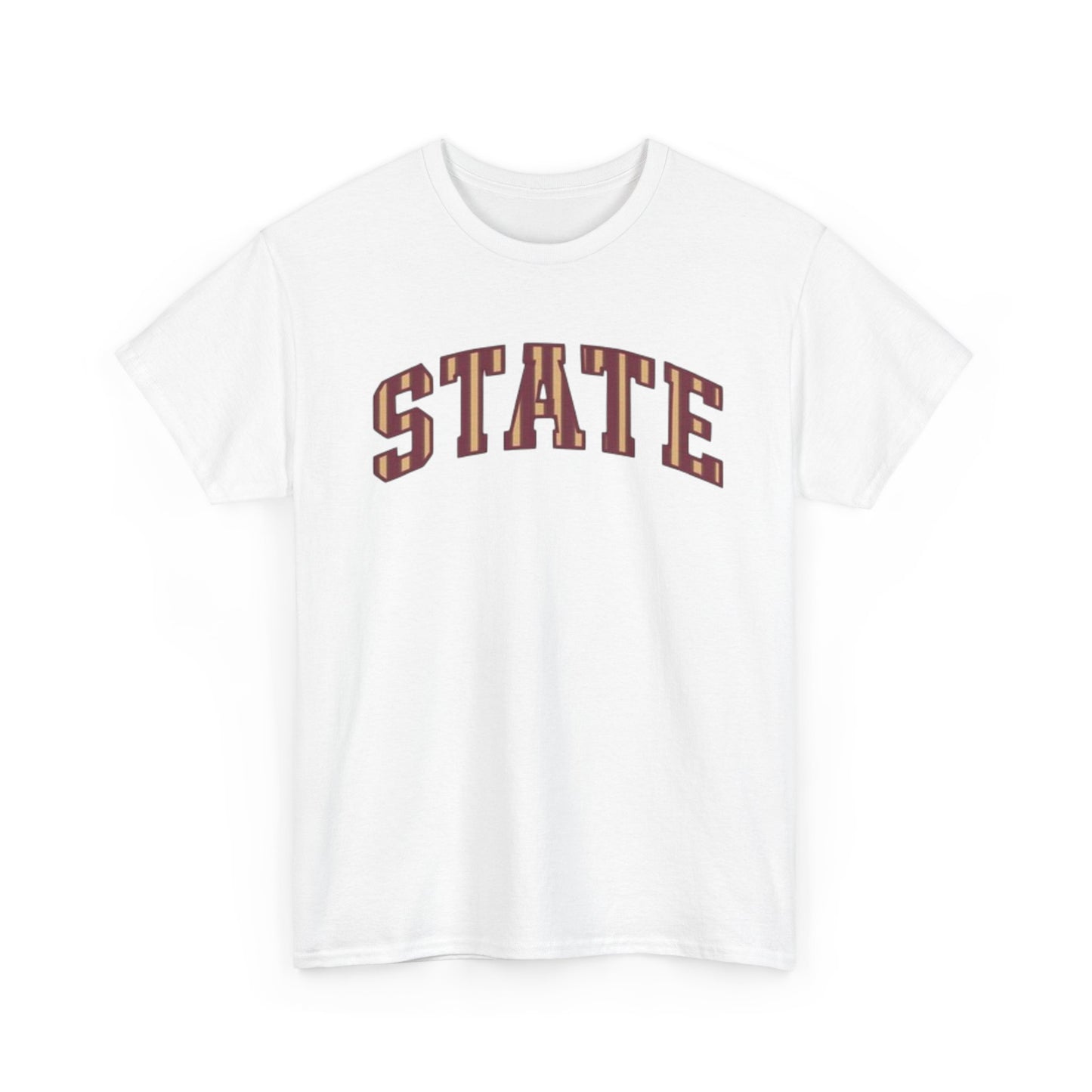 STATE Retro College Tee – Vintage Letterman Arched Logo T-Shirt