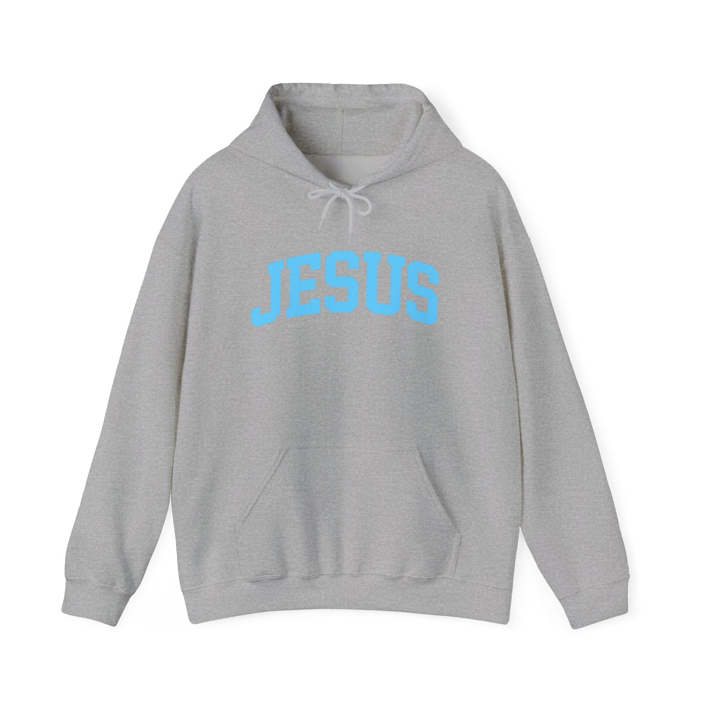 Jesus Hoodie - Blue Lettering Christian Faith Pullover