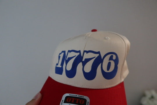 1776 HAT NATURAL WITH RED