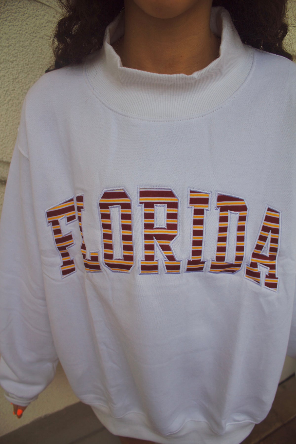 GARNET AND GOLD STRIPE FLORIDA MOCKNECK