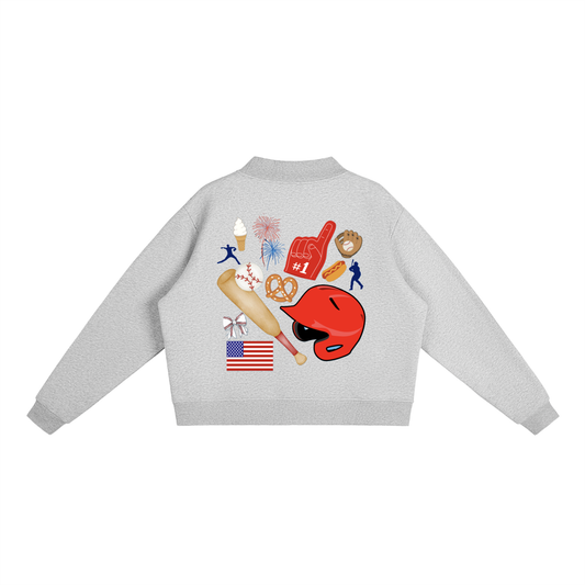 Baseball All American Essential Fleece Mock-Neck Crew Sweatshirt