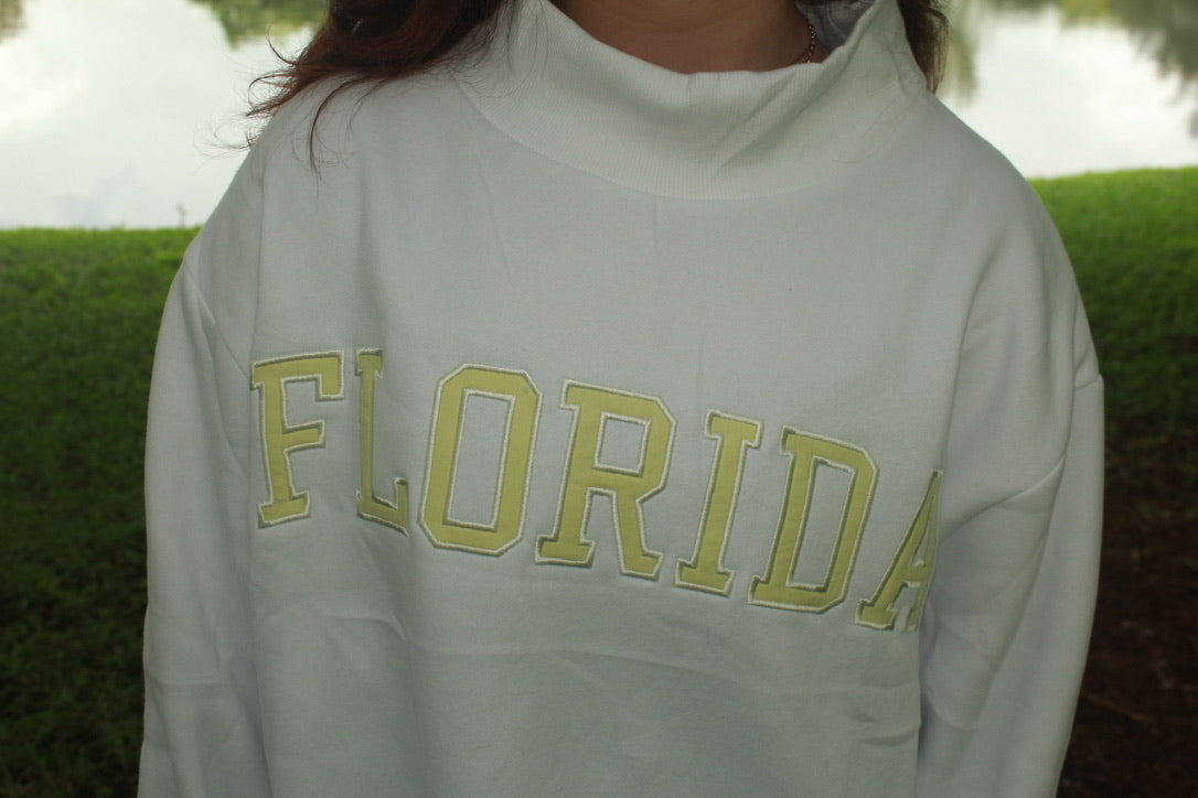 FLORIDA WHITE AND YELLOW MOCK NECK