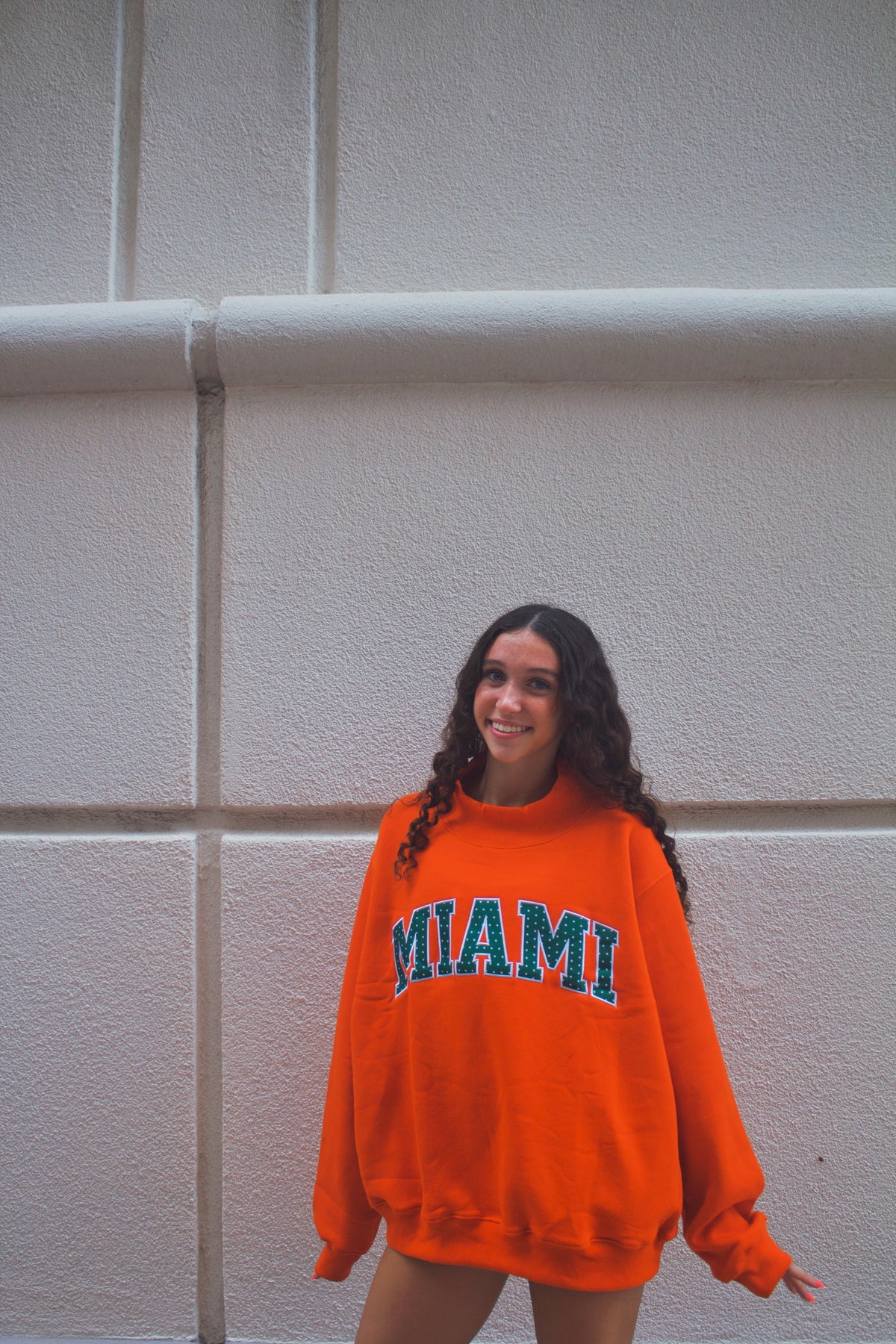 MIAMI- ORANGE KISS WITH PINE POLKA MOCKNECK