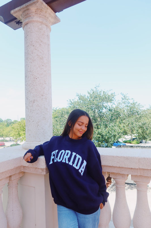 FLORIDA- NAVY AND SKY TIE DYE MOCK NECK