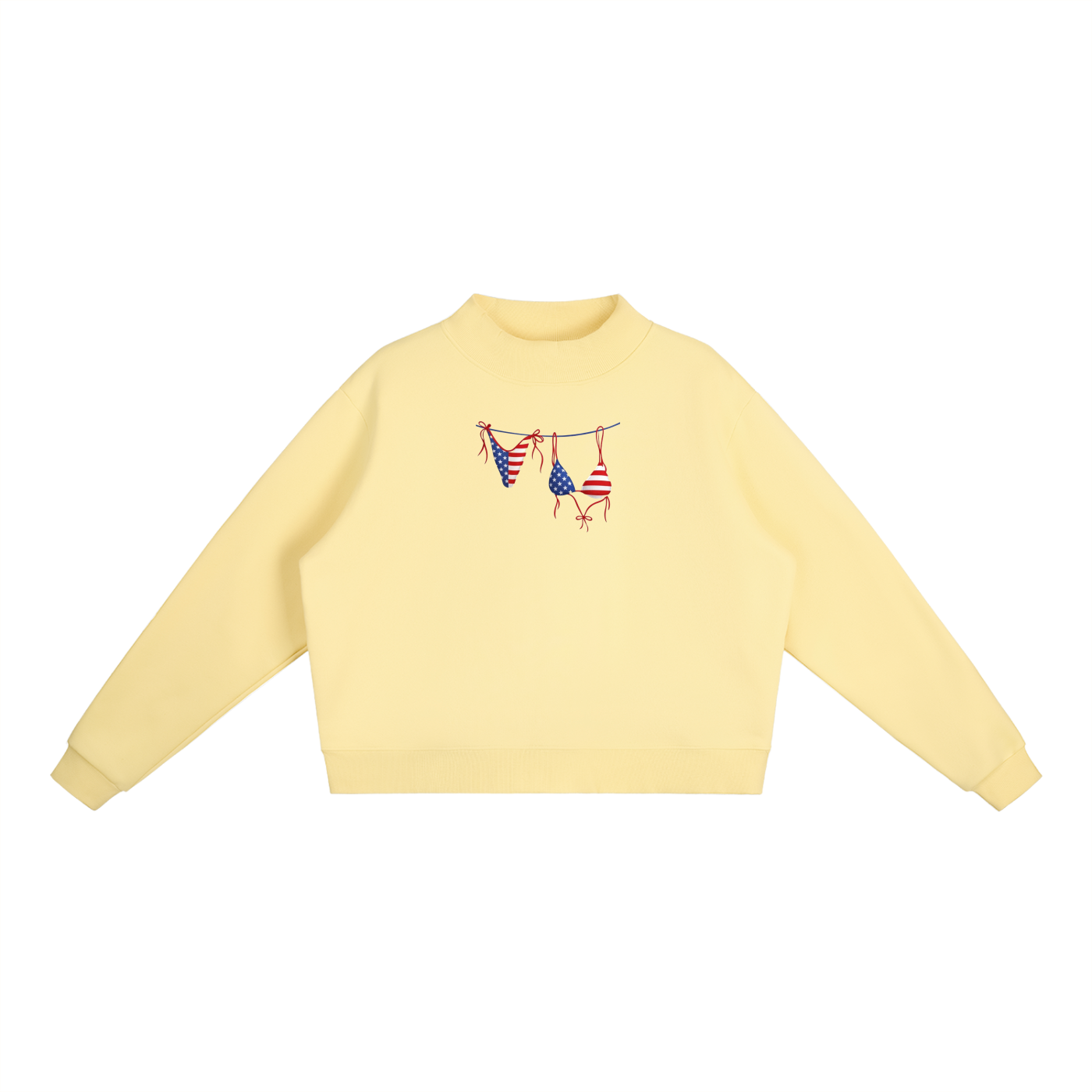 USA Front Bikini Essential Fleece Mock-Neck Crew Sweatshirt