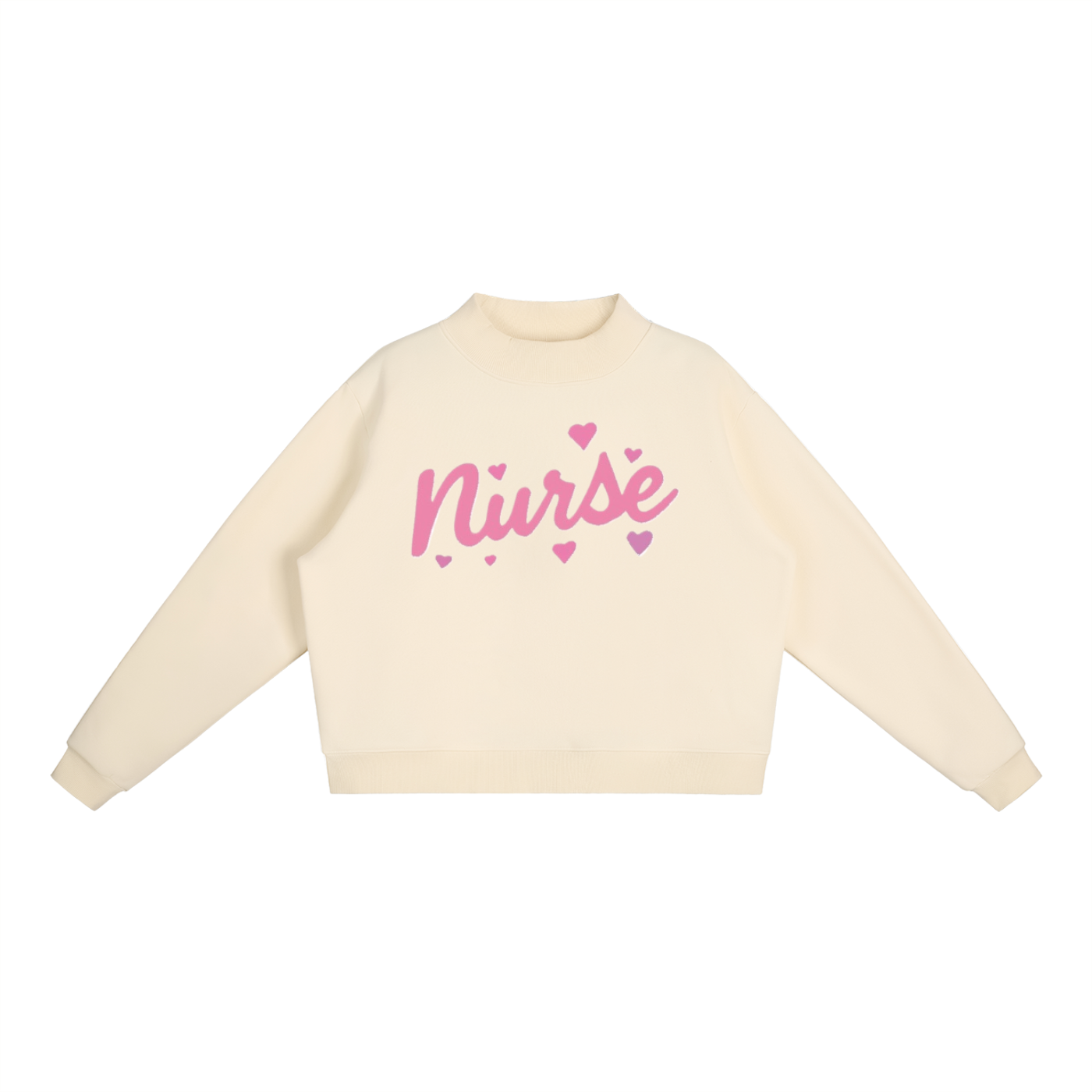 Nurse Script Print Essential Fleece Mock-Neck Crew Sweatshirt