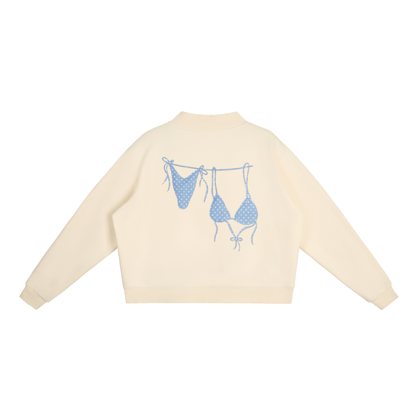 Blue Bikini Logo Essential Fleece Mock-Neck Crew Sweatshirt