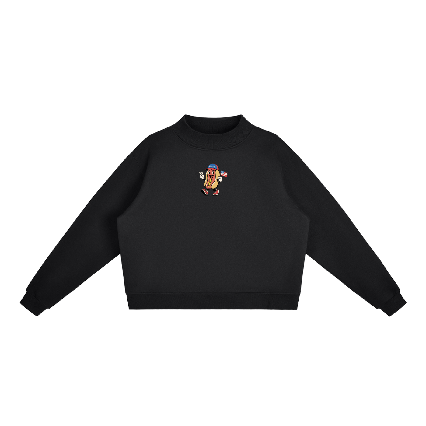 USA Hotdog  Fleece Mock-Neck Crew Sweatshirt