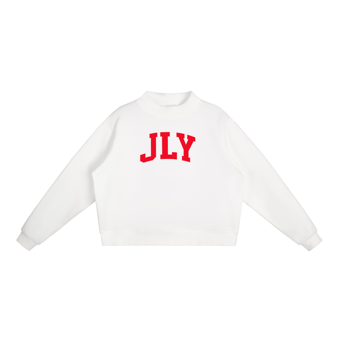 JLY Red Essential Fleece Mock-Neck Crew Sweatshirt