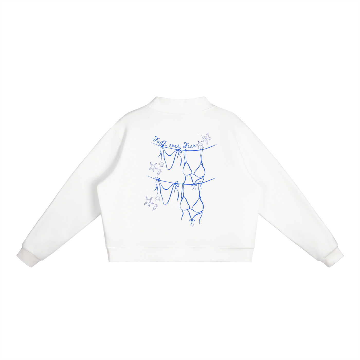Faith Over Fear Fleece Mock-Neck Crew Sweatshirt