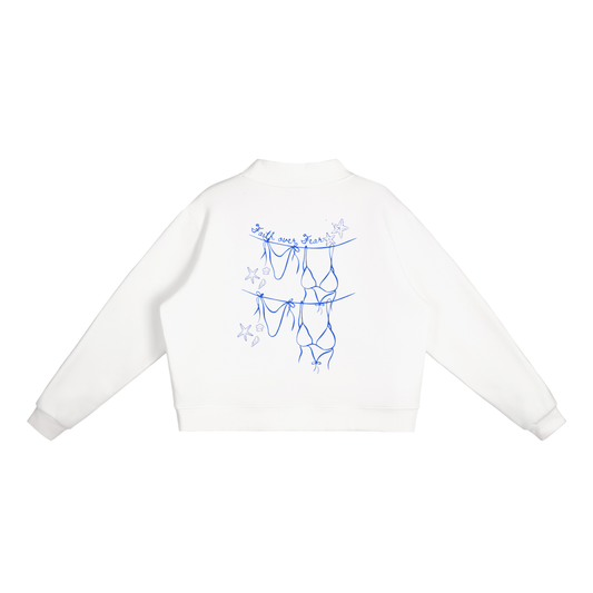 Faith Over Fear Fleece Mock-Neck Crew Sweatshirt