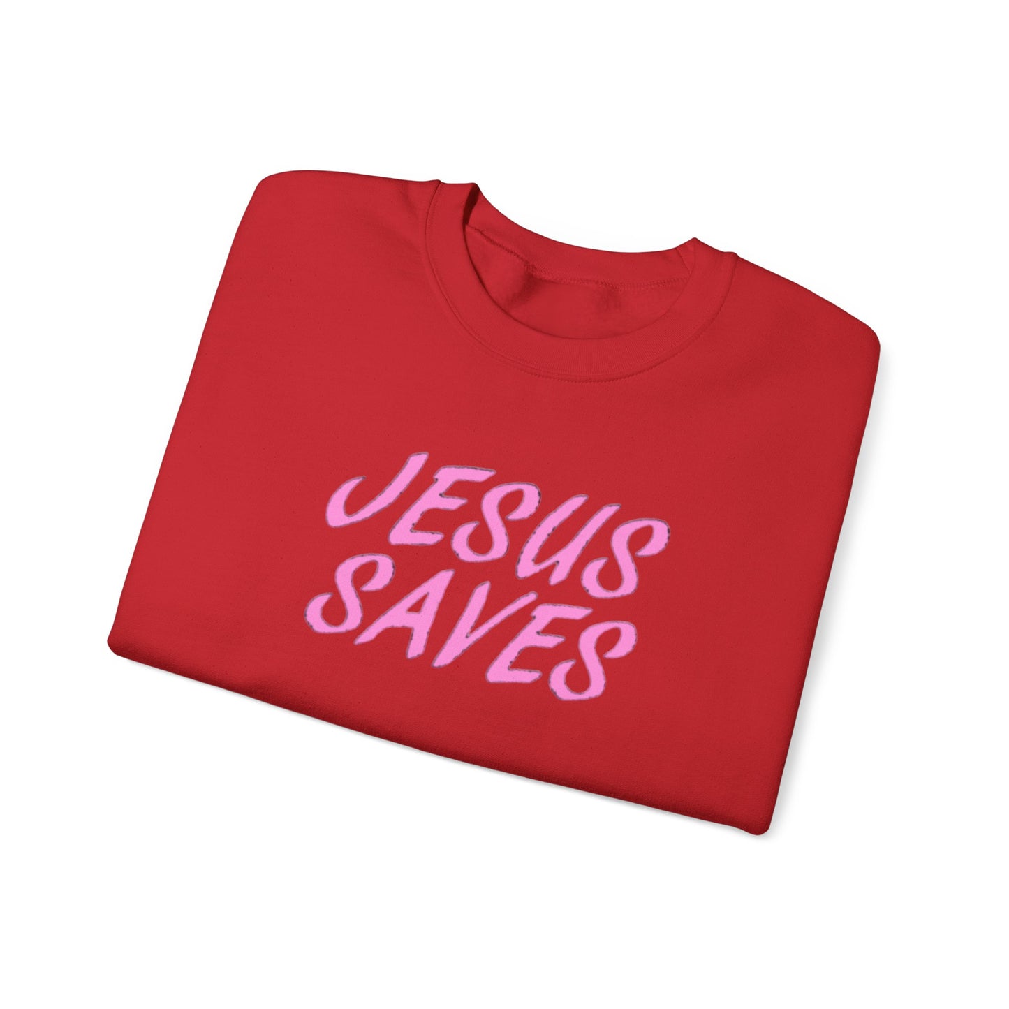 Jesus Saves Pink Script Crew neck — Christian Faith Graphic Tee
