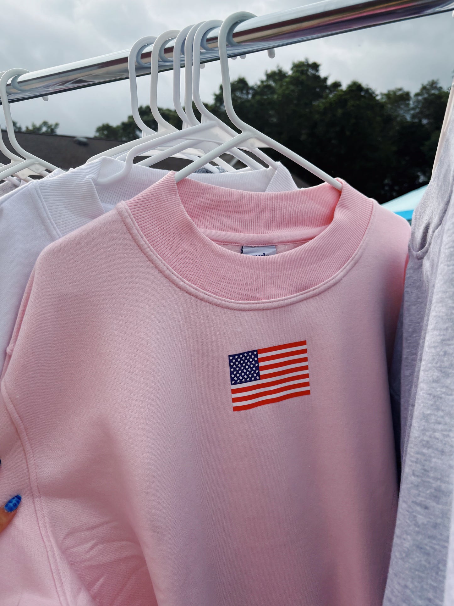 USA FLAG PINK MOCK NECK L/XL