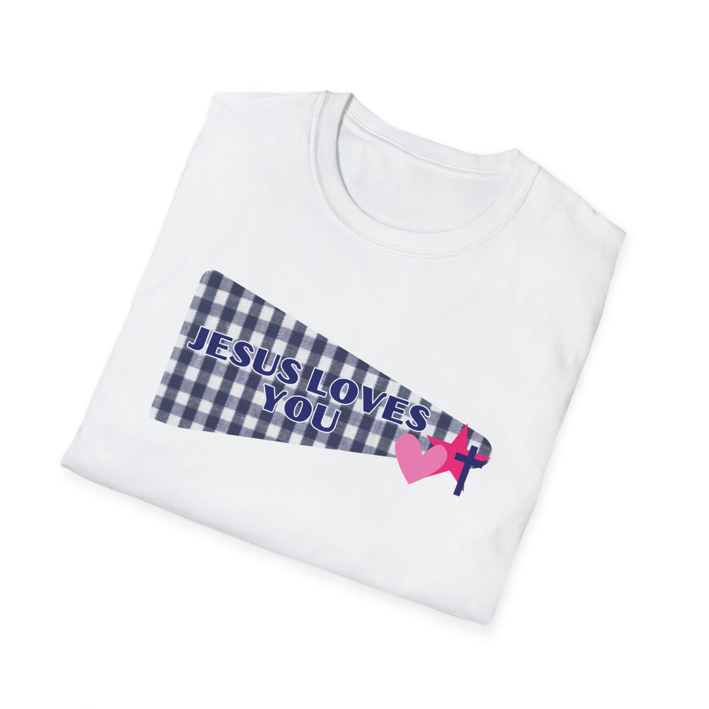 Jesus Loves You Pennant T-Shirt — Christian Faith Check Tee