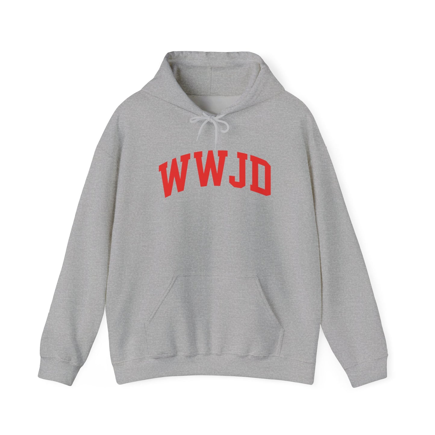 WWJD Hoodie — Classic Red Lettering Christian Faith Pullover
