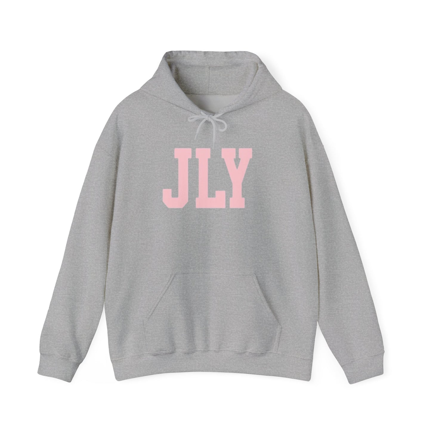 JLY Pink Block Letter Hoodie - Minimal Monogram Pullover