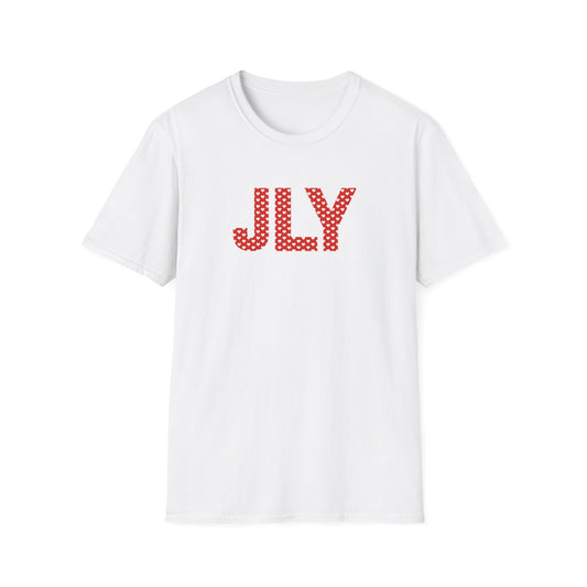 JLY Polka Dot Tee — Red Monogram Graphic T-Shirt