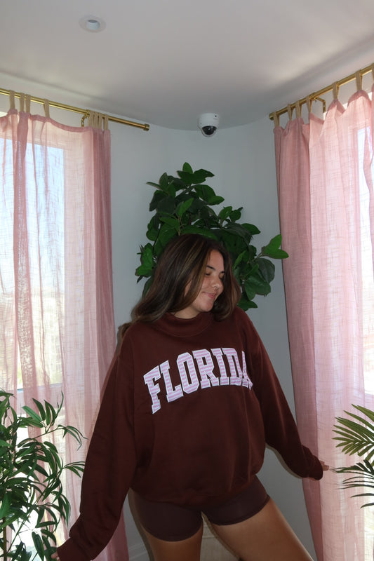 Florida cocoa kiss stripes mockneck