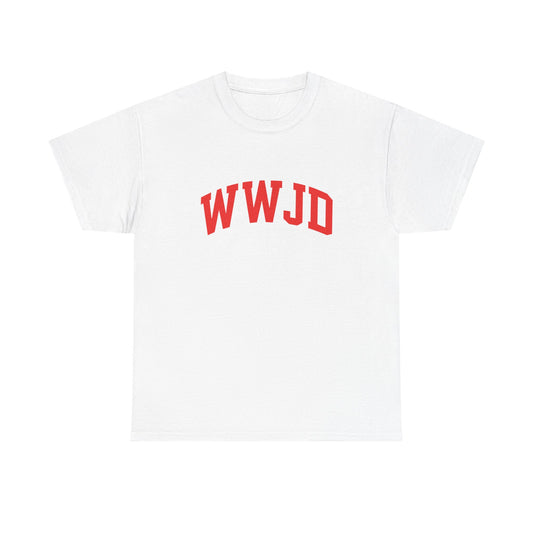 WWJD T-Shirt — Classic Red Lettering Christian Tee