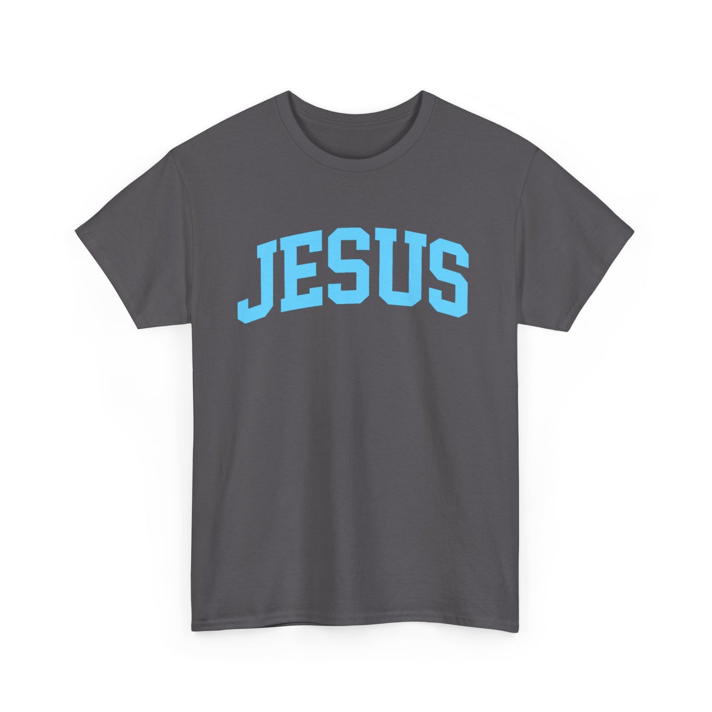 Jesus Graphic Tee — Light Blue Collegiate Faith T-Shirt