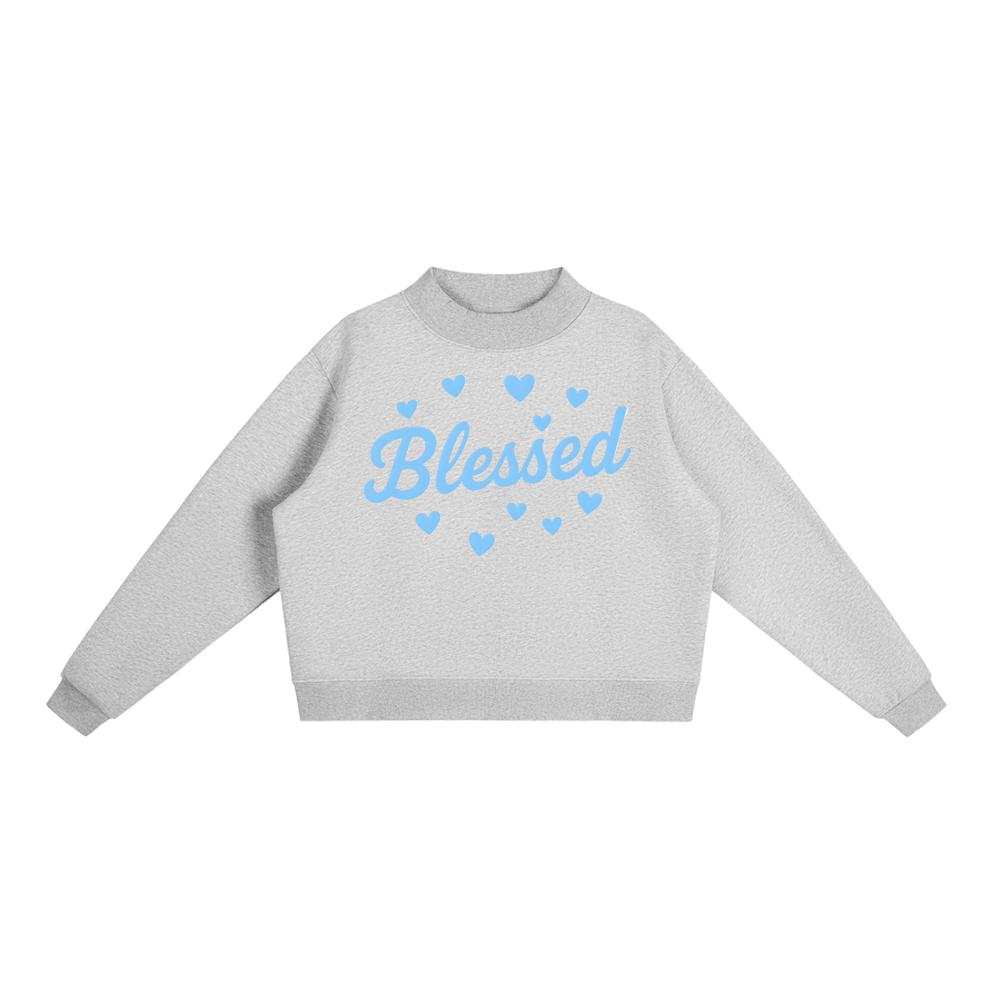 Blessed Hearts Essential Fleece Mock-Neck Crew Sweatshirt