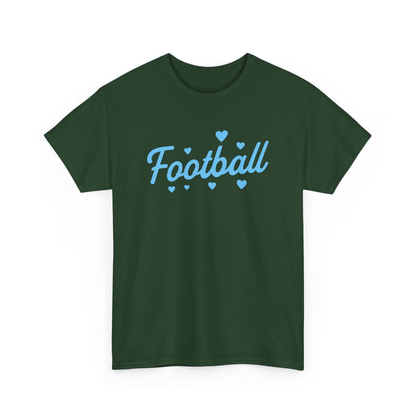 Football Script Tee — Light Blue Heart Sports T-Shirt