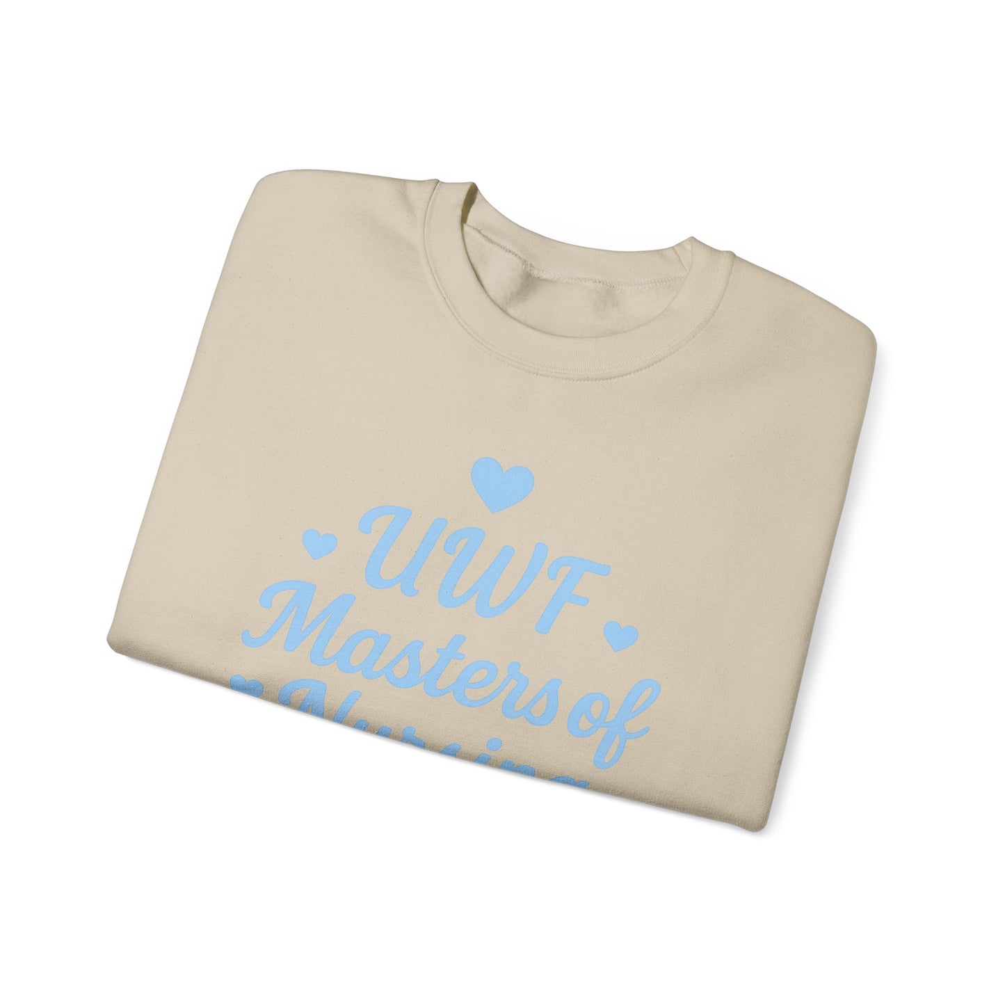 UWF Masters of Nursing Crew neck — Light Blue Heart Nursing School Sweatshirt