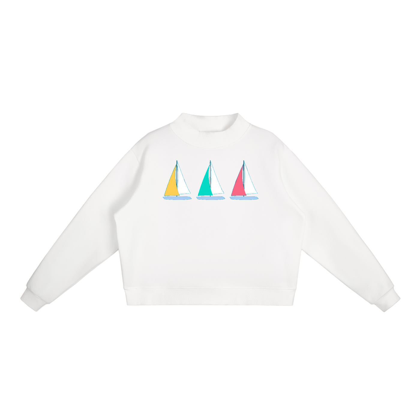 Sail Boat Essential Fleece Mock-Neck Crew Sweatshirt