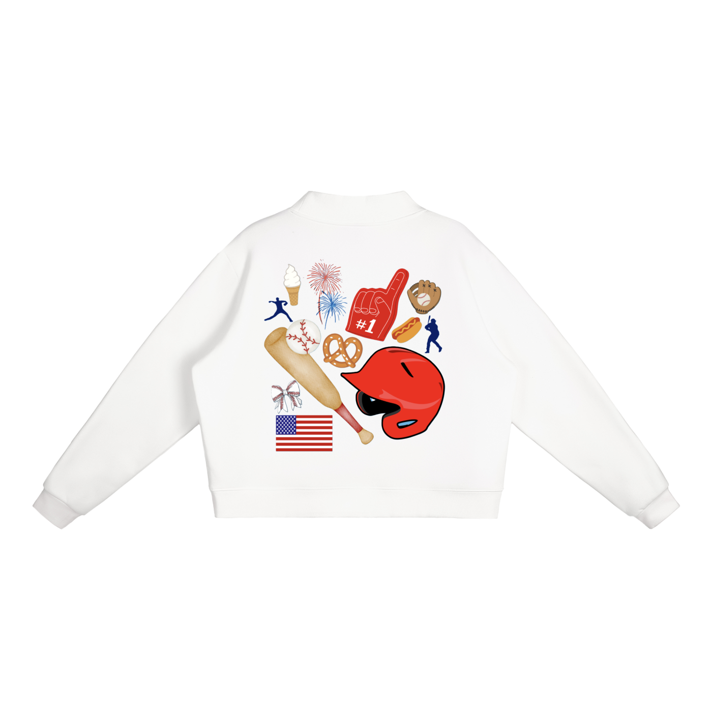 Baseball All American Essential Fleece Mock-Neck Crew Sweatshirt