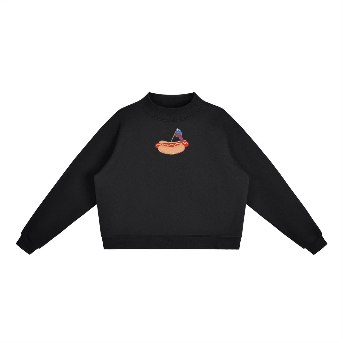 USA Hot Dog Fleece Mock-Neck Crew Sweatshirt