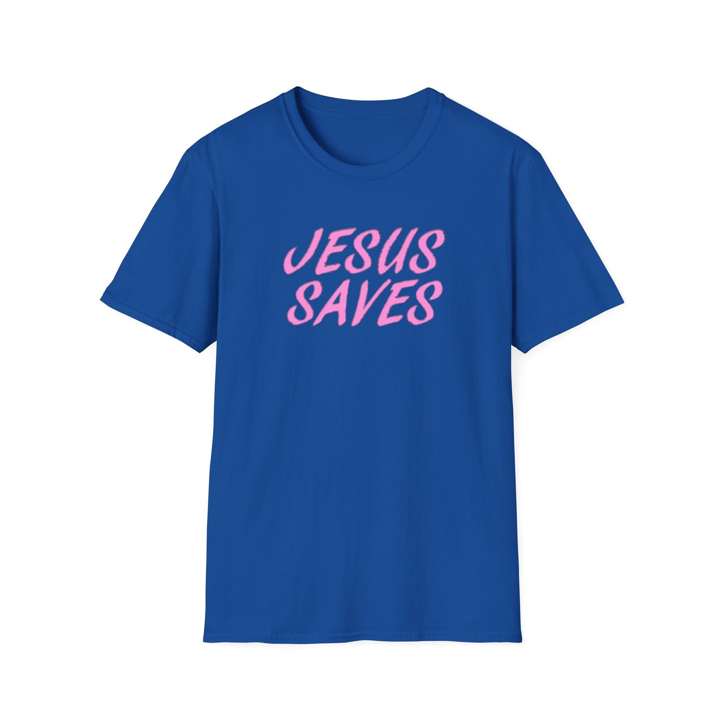Jesus Saves Pink Script T-Shirt — Christian Faith Graphic Tee