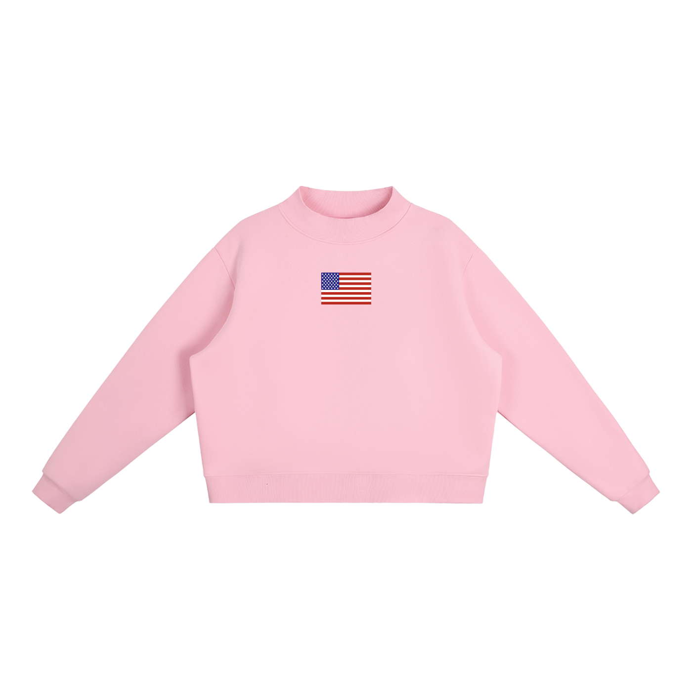USA Flag Essential Fleece Mock-Neck Crew Sweatshirt