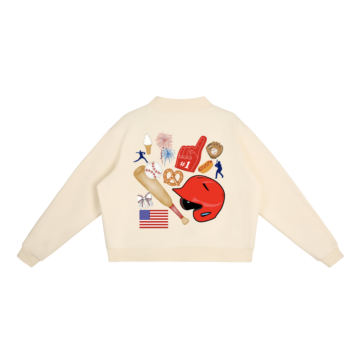 Baseball All American Essential Fleece Mock-Neck Crew Sweatshirt