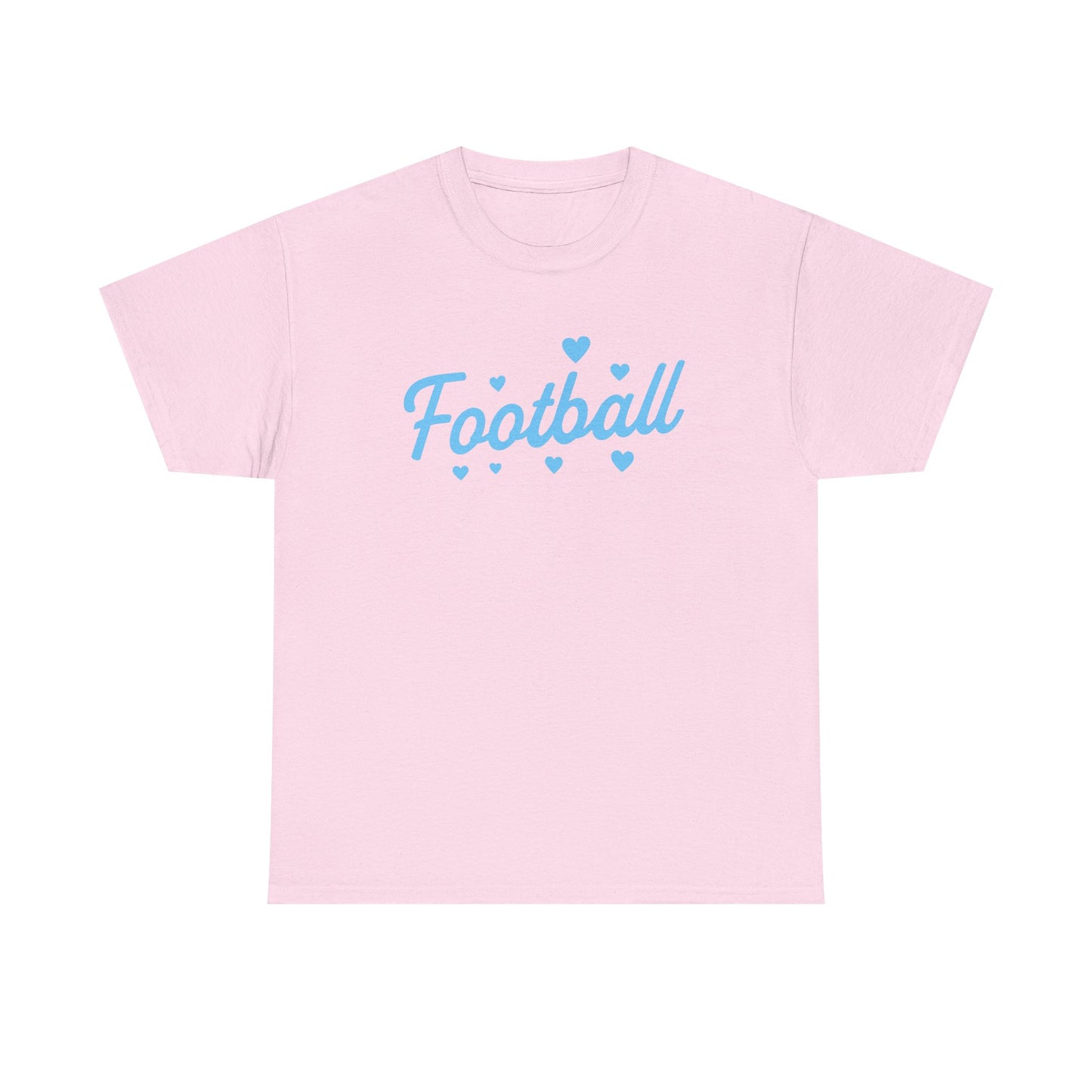 Football Script Tee — Light Blue Heart Sports T-Shirt