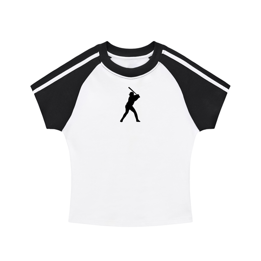 Baseball Contrast Stripes Bodycon Raglan  Sleeve T-Shirt