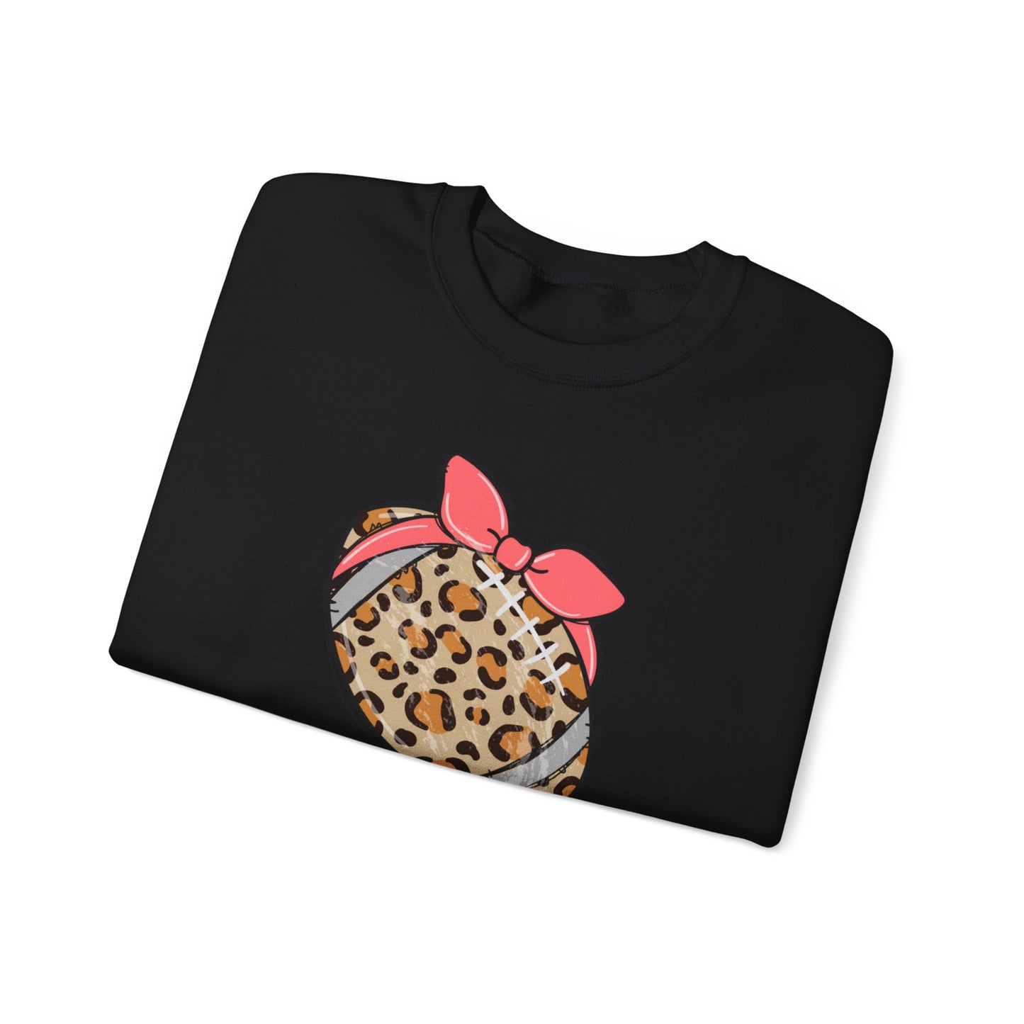 Leopard Print Football Sweatshirt with Pink Bandana — Cute Game Day Crewneck