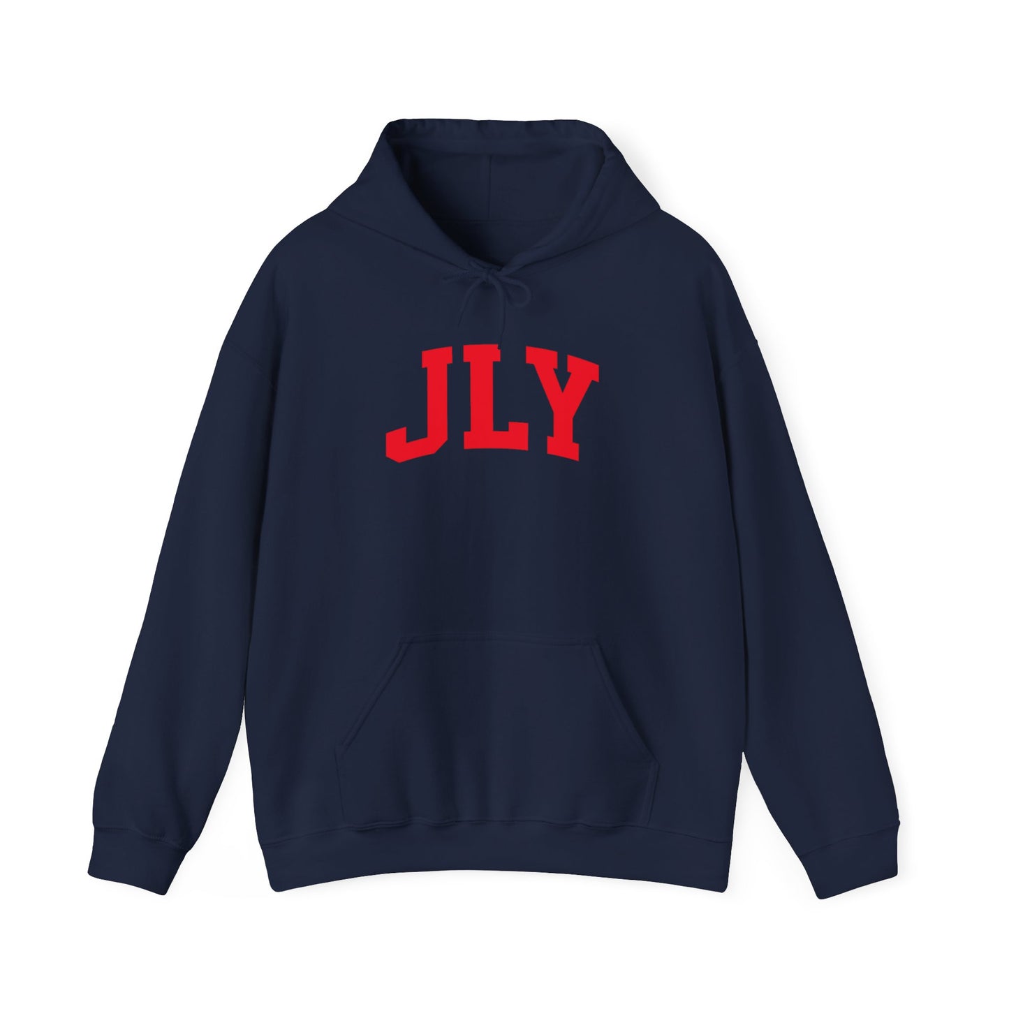 JLY Red Arch Hoodie — Minimal Collegiate Pullover