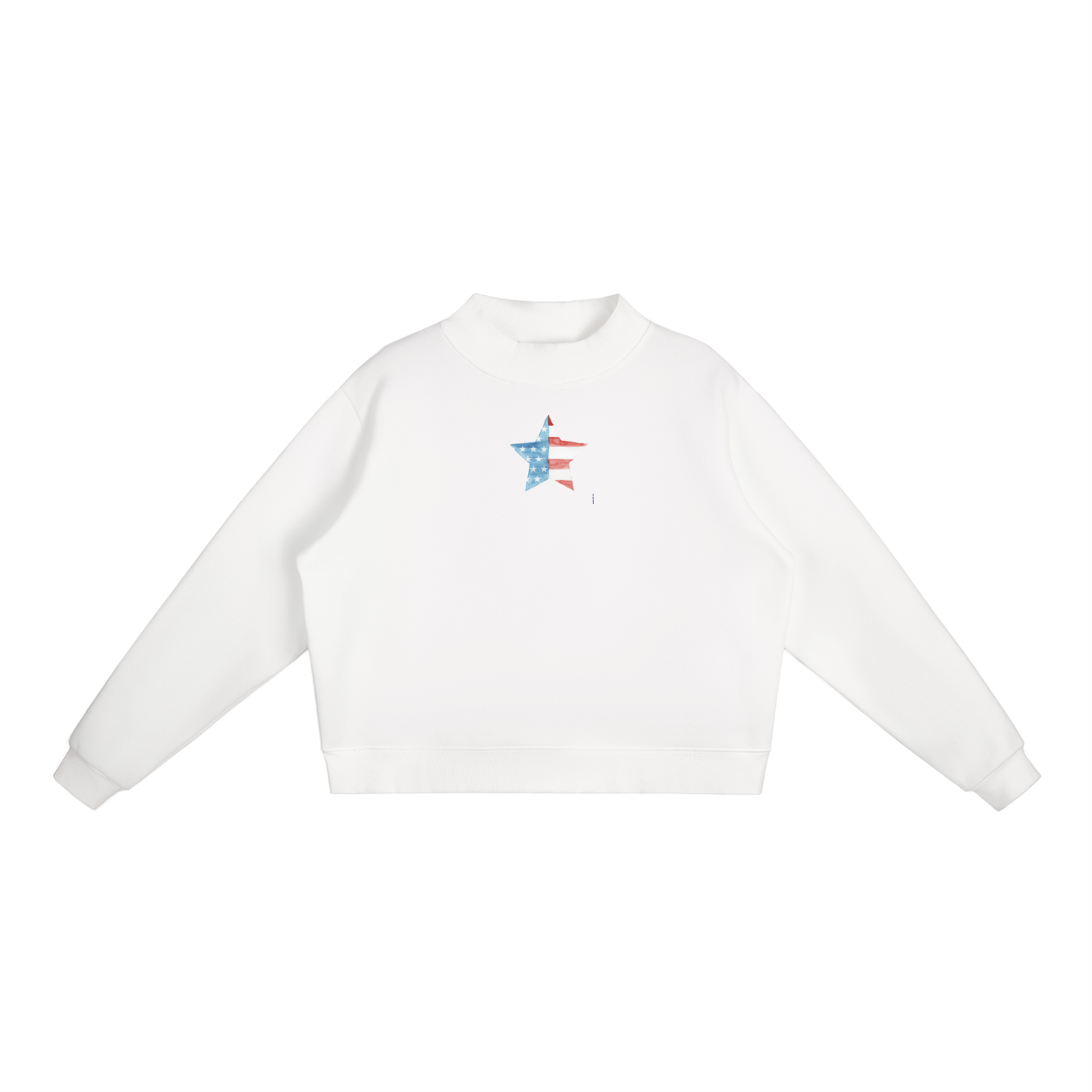 Watercolor Star Fleece Mock-Neck Crew Sweatshirt