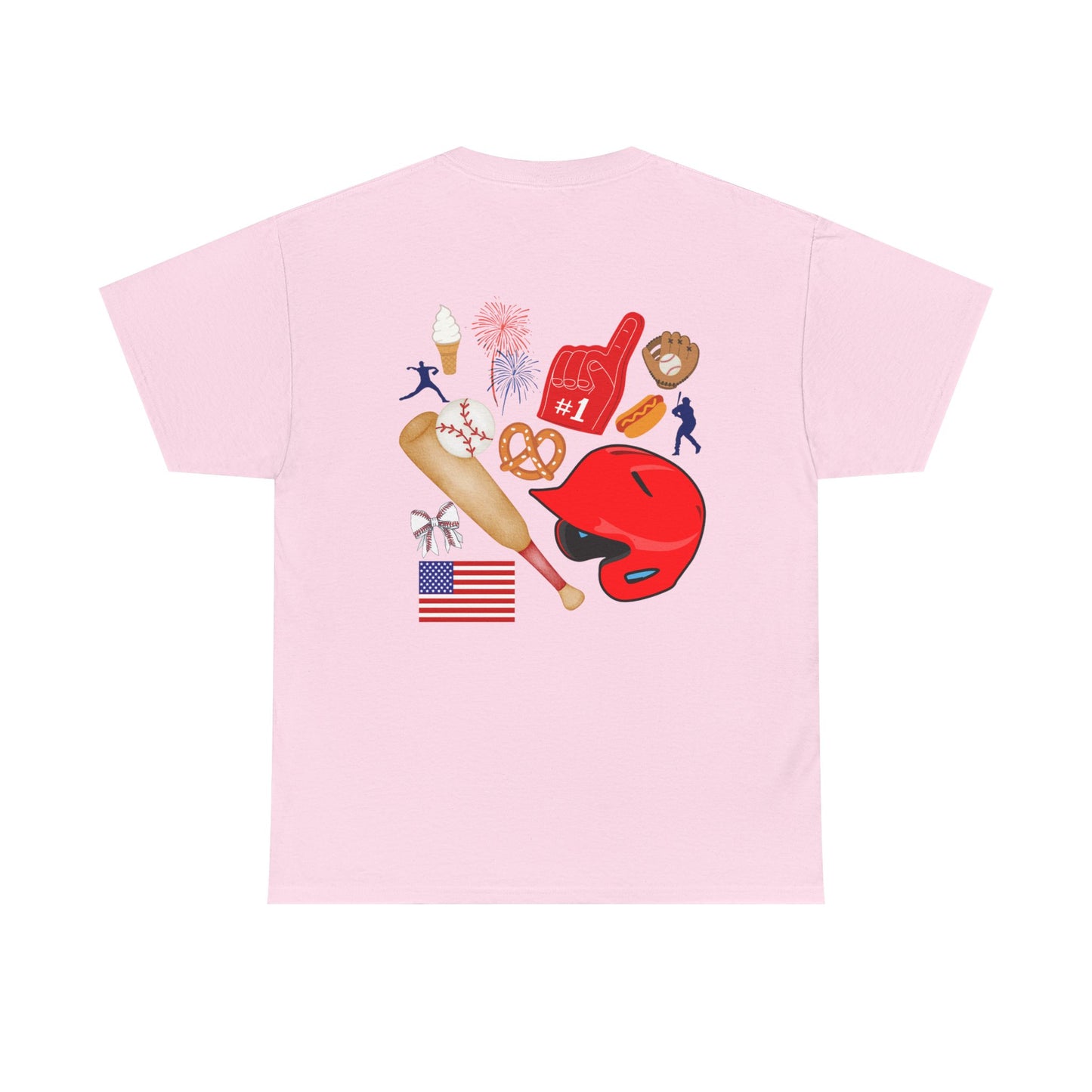 Baseball Heart Patchwork Tee – Patriotic Baseball Gear T‑Shirt