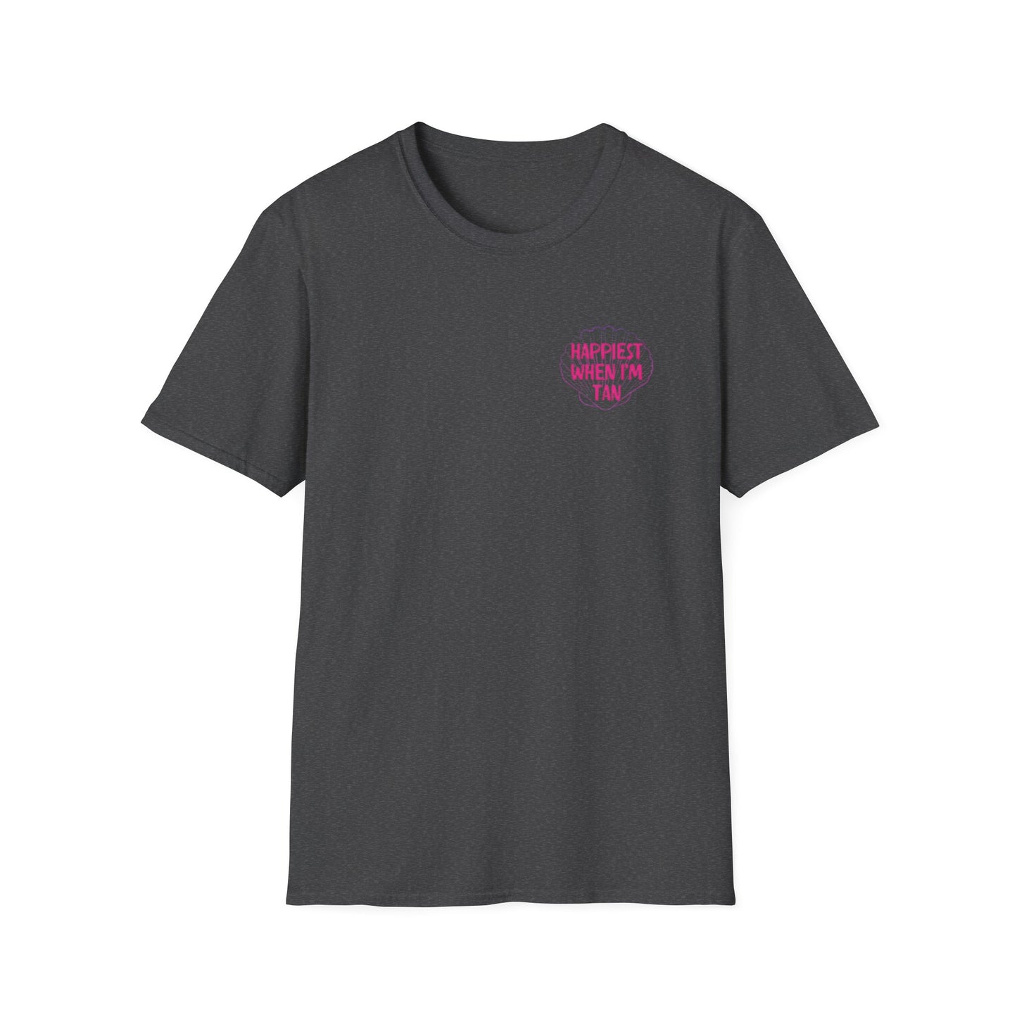 T-Shirt — "Happiest When I'm Tan" Pink Beach Tee