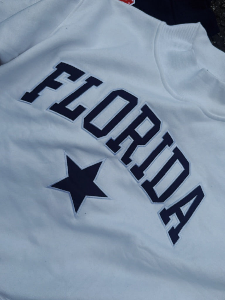 WHITE FLORIDA STAR MOCK NECK