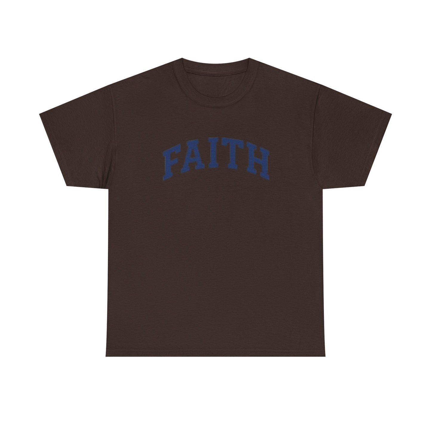 Faith Graphic Tee — Simple Navy Arch Lettering Christian T‑Shirt