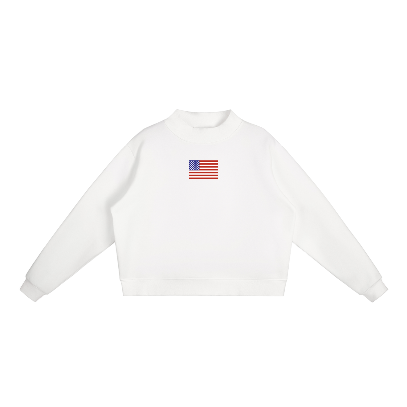 USA Flag Essential Fleece Mock-Neck Crew Sweatshirt